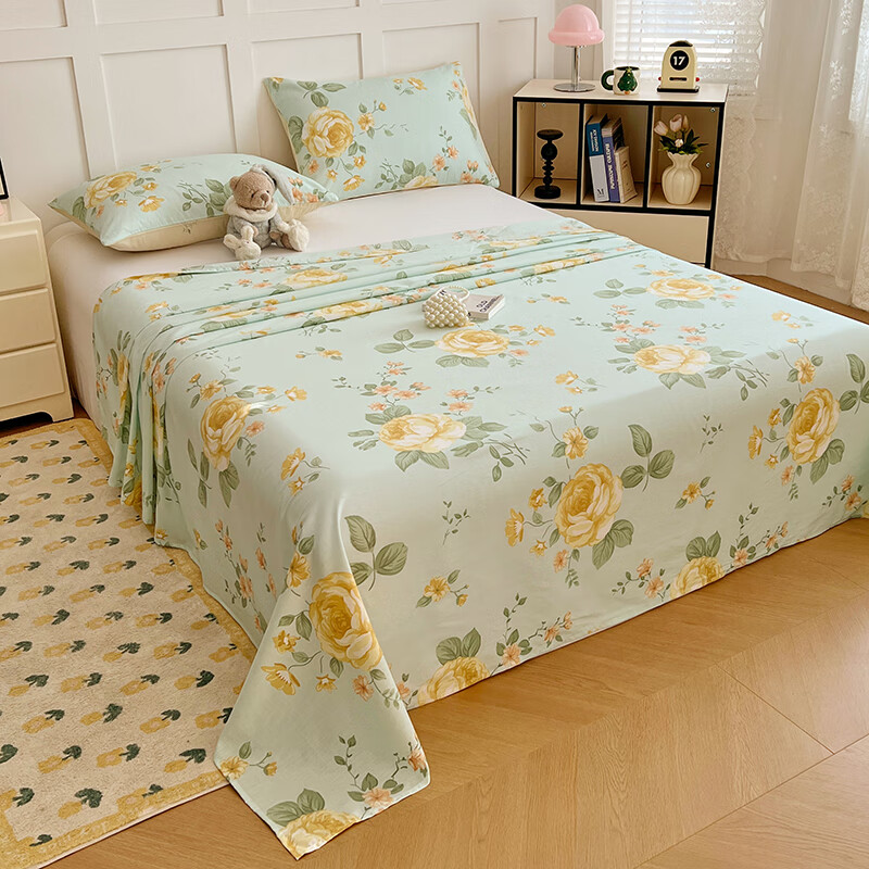 Hongdou Pure Cotton Bed Sheet Single Piece, 100% Xinjiang Cotton, Thick Bed Cover for Student Dormitory, 160*230cm, Duoma