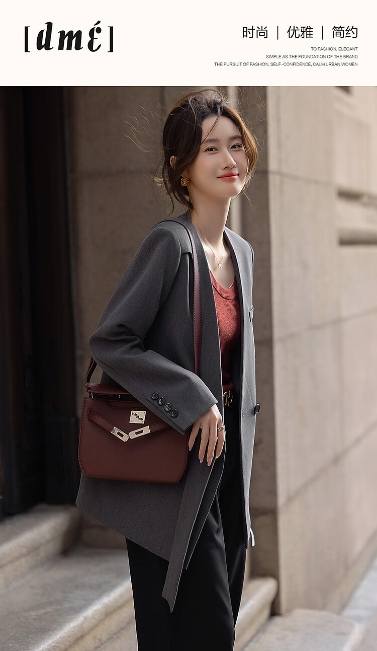 Dme [Jingshuo Tongkun] Spring And Autumn Stylish Lapelless Asymmetric Turn-Down Blazer, Simple Slim-Fit Short Suit Jacket for Wome 1