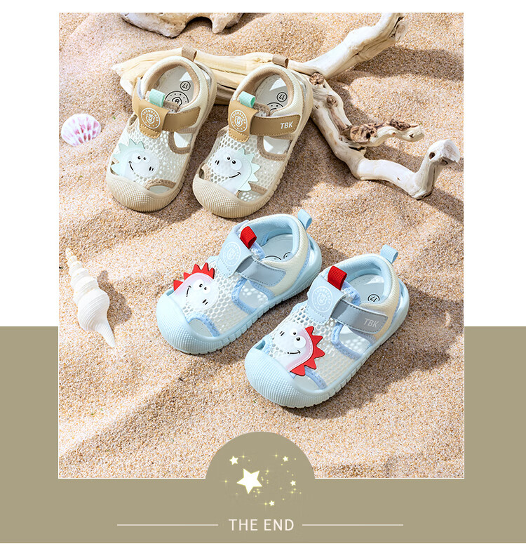Tombek Baby Summer Protective Sandals Soft Sole Functional Toddler Walking Shoes Boys Cartoon Blue Size 19 8