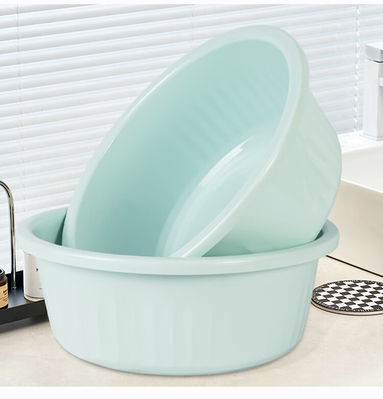 Fuaijia Thick Medium-Sized 37cm Washbasin for Face Washing, Foot Soaking, Laundry, Vegetable Washing, Hand Washing, Plastic Basin for Foot Bathing, Blue, Single Piece 1