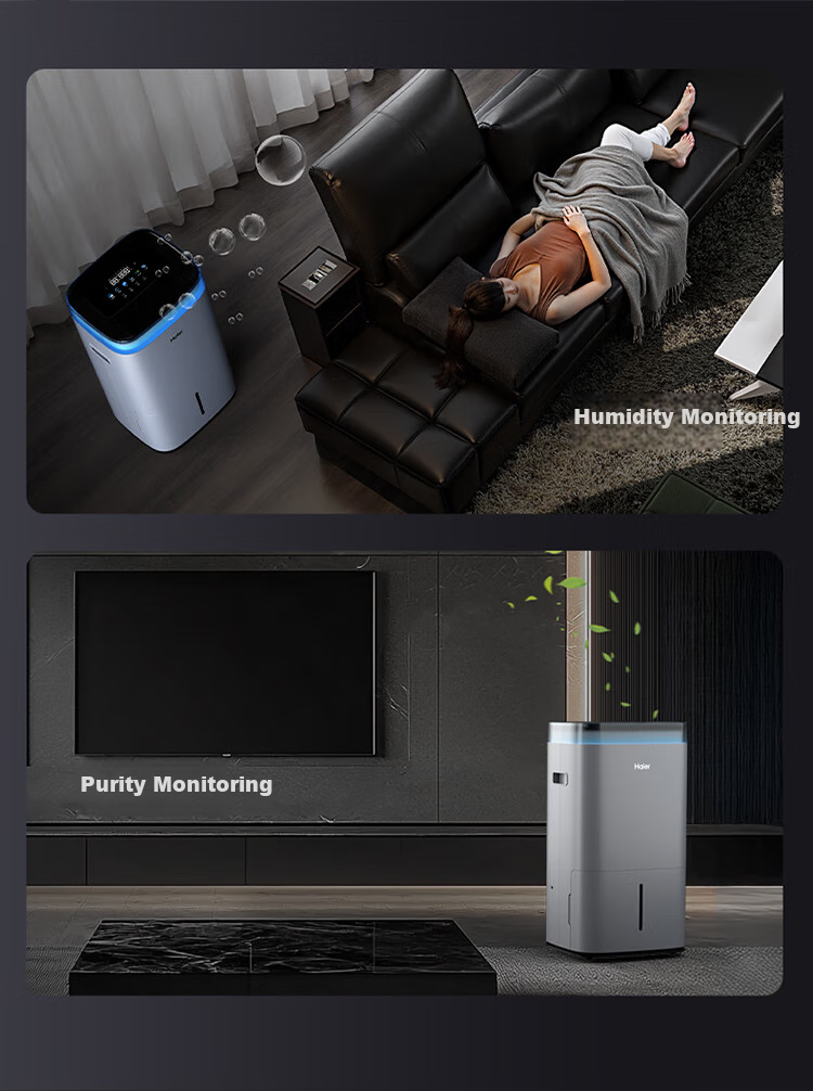 Haier Smart Dual-Frequency Dehumidifier [Xiaohonghua Set] Dual-Frequency Energy-Saving Low-Noise + Air Purification Moisture Absorption Clothes Drying Dehumidifying And Purification All-In Hu Nan Tian CF60-BJ1U1 11
