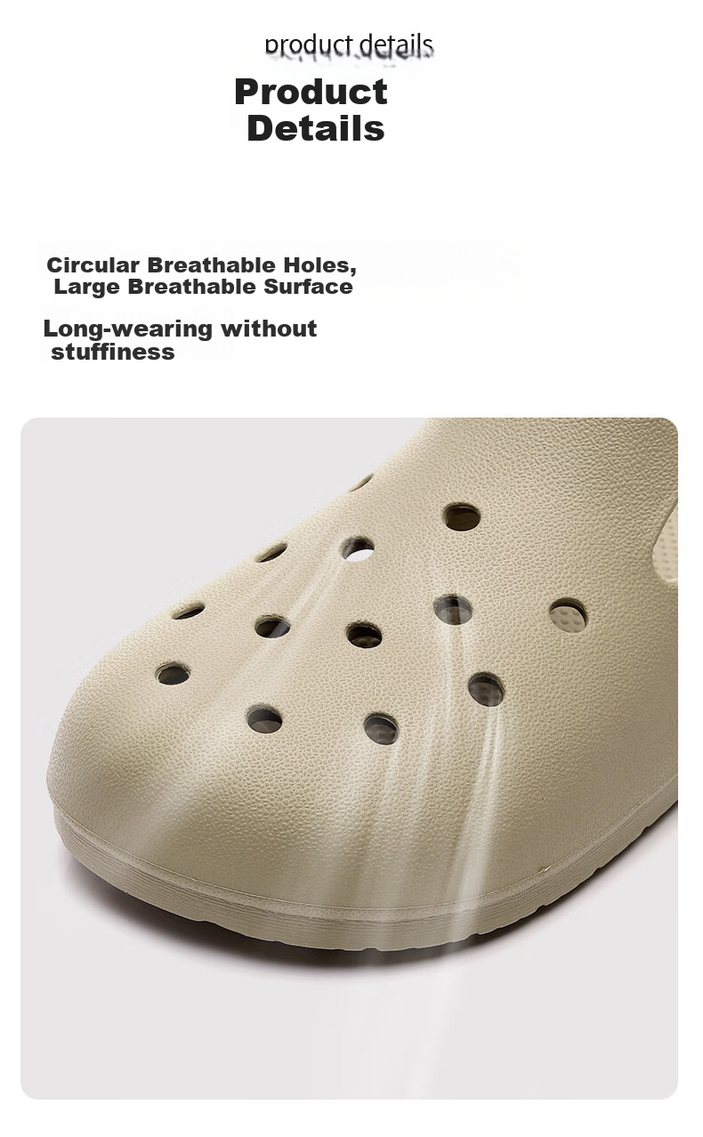 GUOLUOFEI Mule Perforated Shoes for Men And Women, Summer Outdoor Slippers, Non-Slip Waterproof Beach Sandals to Match Skirts, Gray, Size 43-44 5
