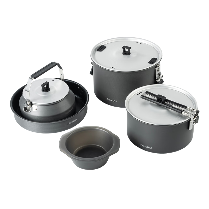 FIRE-MAPLE Chef 4 Camping Cookware Set Non-stick Outdoor Pot Stove Kettle Rice Soup Frying Pan Cooking Equipment