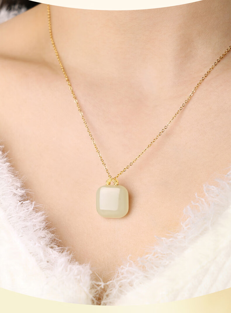 Yang Chuang Shi Shang China Gold Hetian Jade Silver Necklace for Women, 2026 New Style Birthday Gift for Wife, Girlfriend, Mother S925 3