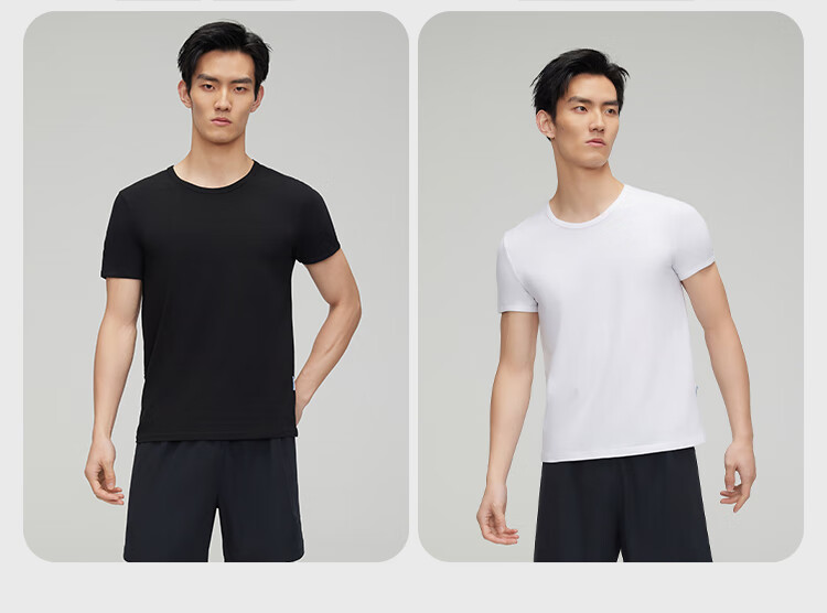 HLA Men's Short Sleeve T-Shirt, Round Neck, 95% Cotton, Stretch, Breathable, Comfortable, Lightweight Basic Undershirt, 2-Pack 14