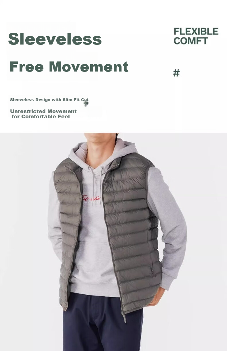 DECATHLON Cotton Vest Warm Waistcoat Autumn Winter Couple's Jacket Outdoor Sports Casual Coat Dark Blue XL-4905608 6
