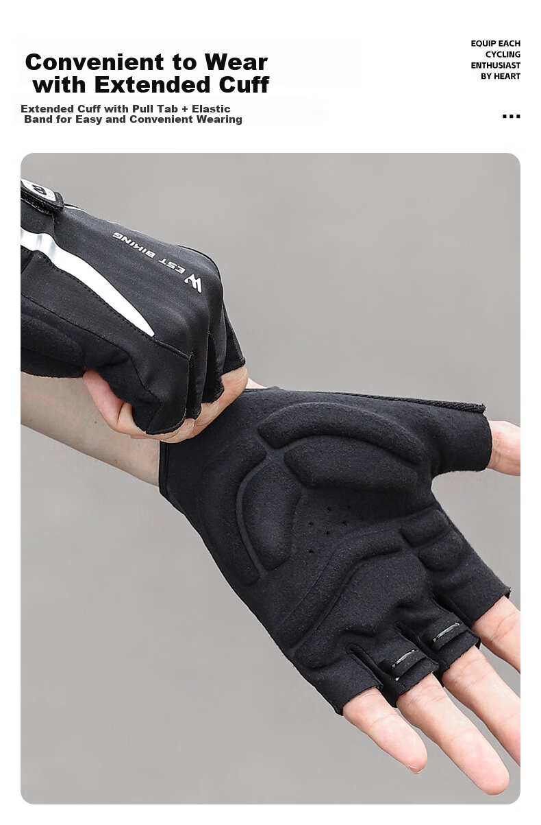 WestBiking Bicycle Riding Gloves, Thickened Shock-Absorbing Fingerless Gloves, Breathable Short Finger Gloves, Unisex Gloves for Men And Women, White, XL 6