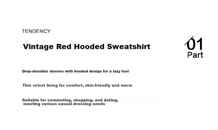 Dme [Retro Sweatshirt] Autumn And Winter Quality Online Hooded Long-Sleeve Fleece-Lined Sweatshirt Women's Jacket 6