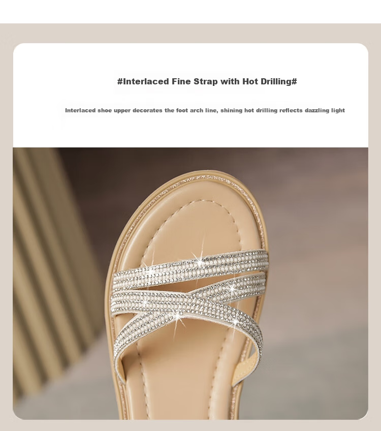 ZHR Women's Shoes, Summer Wedge Versatile Sandals, Fashionable Rhinestone Platform Slimming Beach Shoes for Women, AY161, Apricot Color, Size 35 7