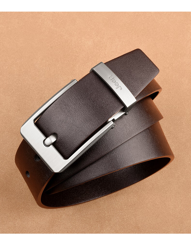 JEEP Men's Leather Belt, Business Pin Buckle Casual Waistband, Young People's Trouser Belt, Birthday And Holiday Gift for Boyfriend, Husband, Father 4