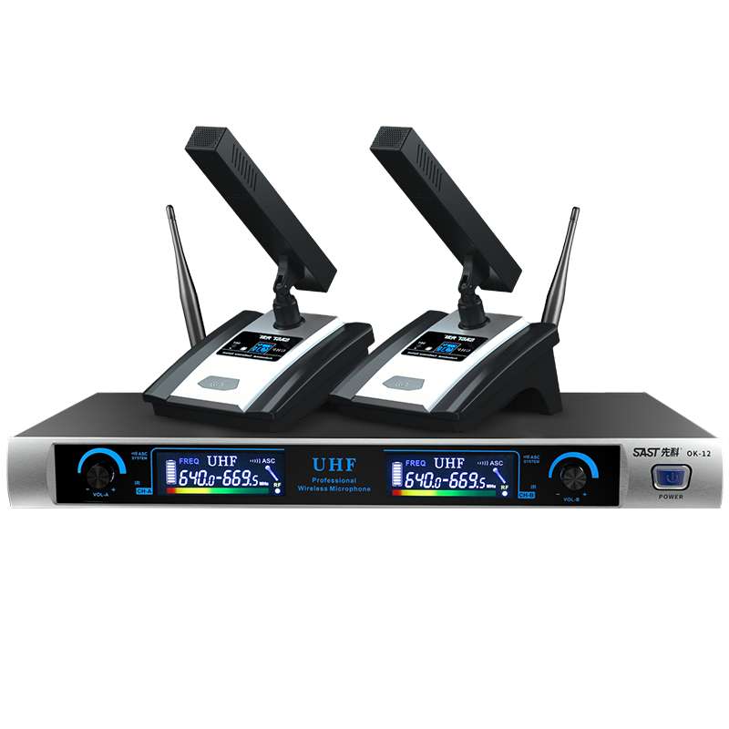 SAST OK-12C Square Tube Dual-Channel Conference Microphone High-Fidelity UHF Anti-Howling Stage School Performance Speech Microphone