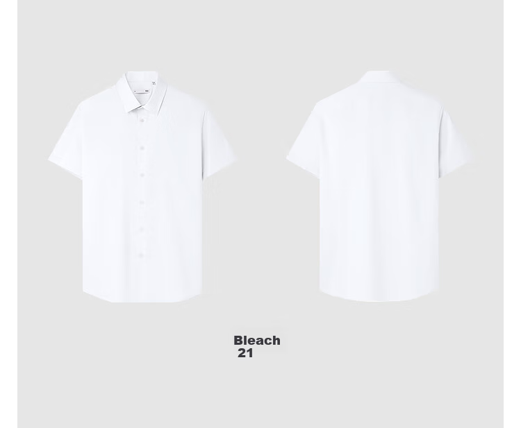 HLA Short-Sleeve Shirt for Men, Summer Lightweight Business Shirt And Large Size Formal Shirt, Bleached White, Size 45, Qixi Festival Gift 7