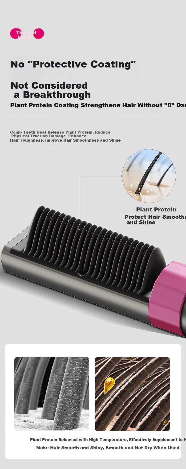 Jindao Straight Hair Brush with Plasma Ion Inner Curling Iron for High Crown Volume, Cornet Hair Clip, Frizzy Hair Improvement, Straightening Iron Brush, Plug-In Model KD3821, Purple, Portable, Mid-Autumn Festival Gift, Birthday Present 7