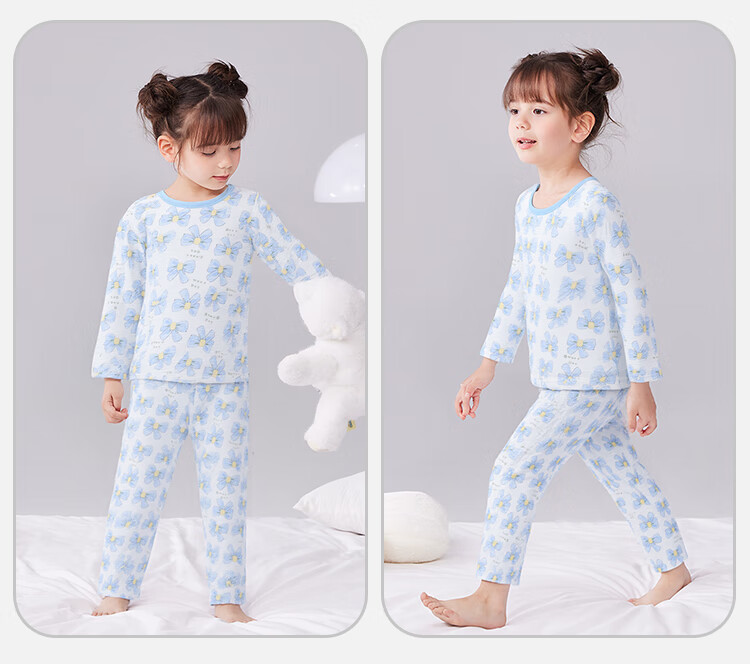 YUZHAOLIN Children's Pajamas Spring Girls' Home Wear Set for Older Kids Air Conditioning Clothes Colorful Bow Tie 11