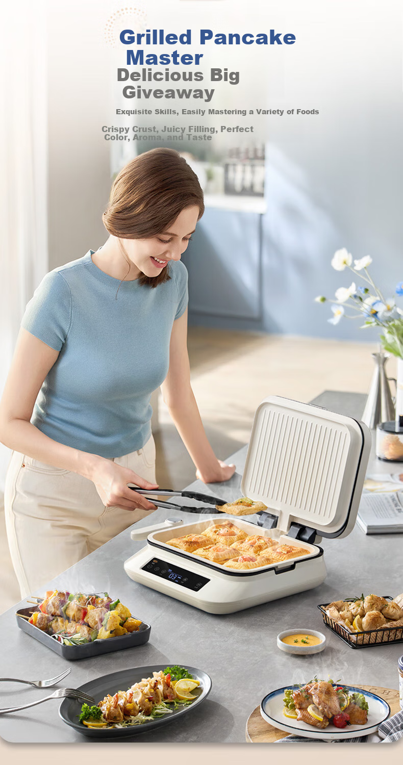 Morphyrichards Electric Griddle, Zero Fluorine Titanium Ceramic Ultra-Wear Resistant Pancake Maker for Home Breakfast, Detachable Upper And Lower Parts, Enlarged And Deepened Double-Sided Heating Electric Crepe Pan, MR8601A 5