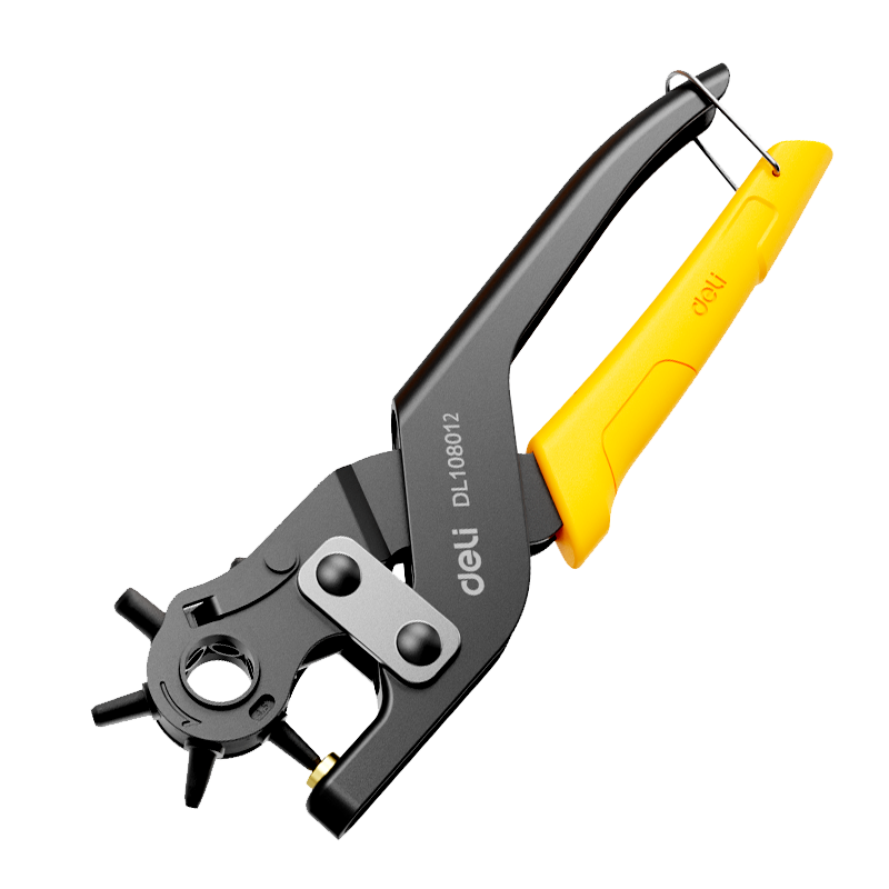 Deli Multi-Functional Labor-Saving Punching Tool, Enlarged 6-Hole Belt Buckle Puncher, Hole Maker for Belts, Shoes And Pants, Alloy Punch Head