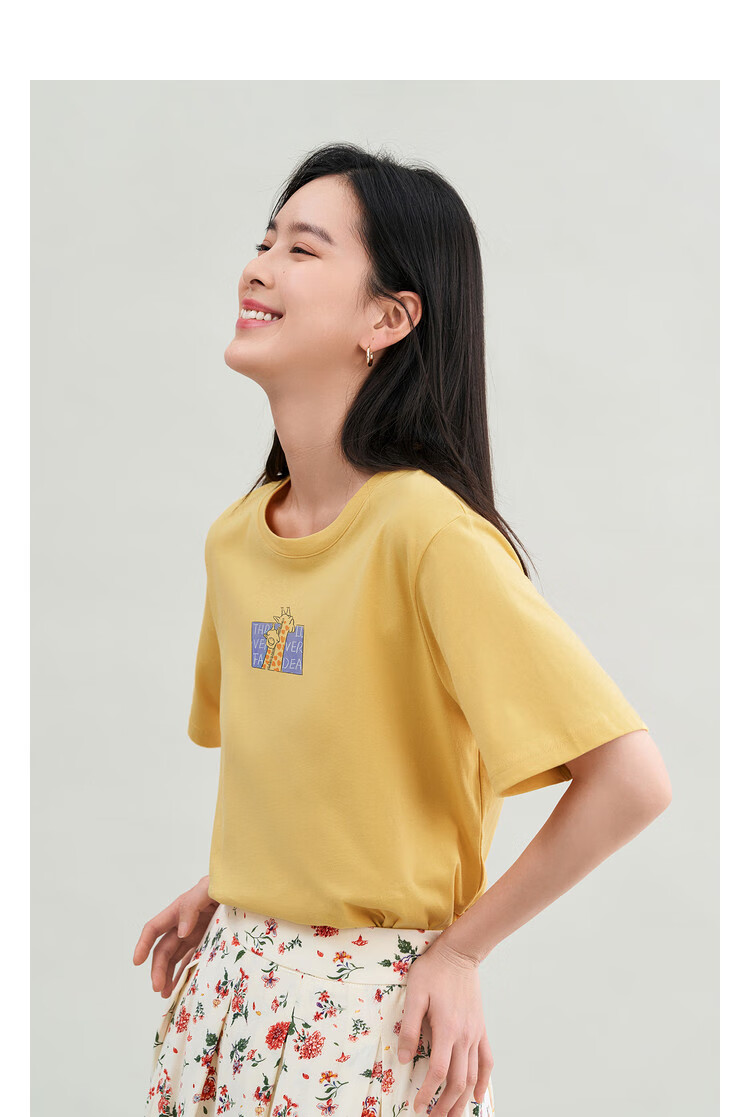 INMAN Women's 2025 Summer Embroidered Comfortable Simple Pullover Loose Fit Cotton Short Sleeve T-Shirt Sakura Pink S 11