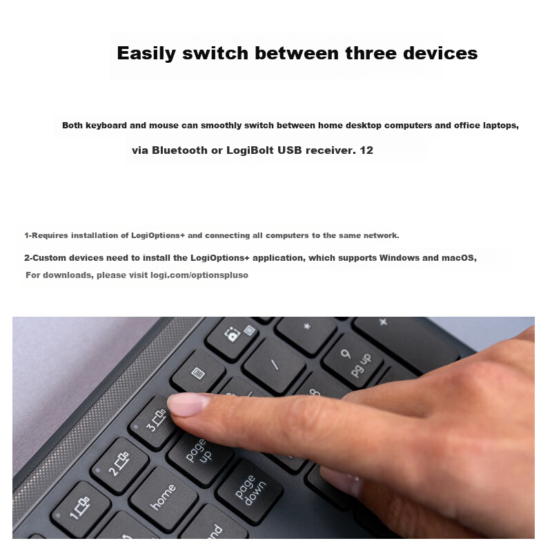 Logitech MK950 Wireless Bluetooth Keyboard And Mouse Combo, Ultra-Thin Quiet Dual-Mode Office Keyboard And Mouse Set, Premium Series Portable Keyboard And Mouse Set Commercial Version Black