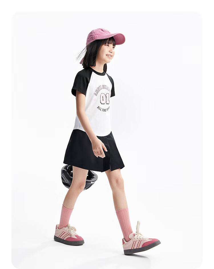Annil Girls' Round Neck Short-Sleeve T-Shirt, 2025 Summer New Casual Cool-Feeling Quick-Dry Breathable Stretchy Fashio 9
