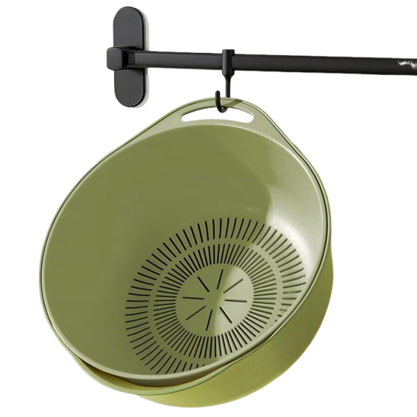 Baicaoyuan Double-Layer Colander Basket, Fruit Hollow Drainer, Large Kitchen Sink Strainer for Home Vegetable Washing And Side Dish Preparatio