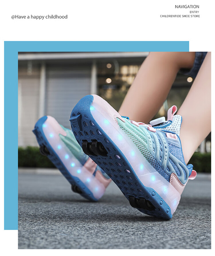 BKG Boys' Autumn New Breathable Mesh Sports Roller Skates for Students, Girls' X25533-B15 23