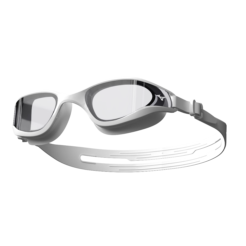 MIZUNO Swimming Goggles for Men And Women, Adult Large Frame Swim Glasses, Myopia Swimming Cap Set, Waterproof Anti-Fog Swimming Equipment B60 White 200