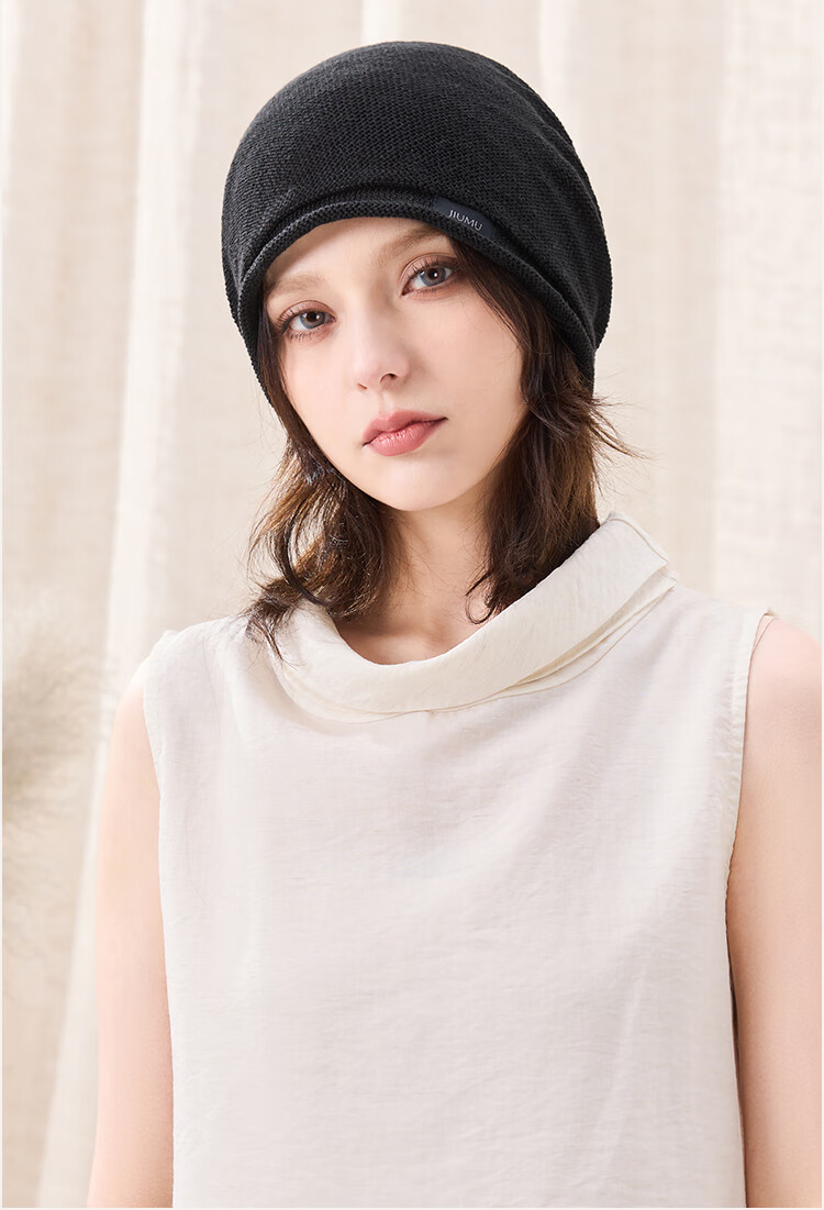 JIUMU Linen Hat Unisex Headwrap Cold Weather Thin Summer Knit Beanie Warm Air Conditioning Cap Maternity Sleep Cap 14