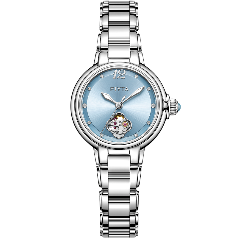 FIYTA Gao Yuan Yuan's "Shishi Ruyi" Song Porcelain Style Hollow Plate Steel Band Mechanical Women's Watch, Birthday And Holiday Gift