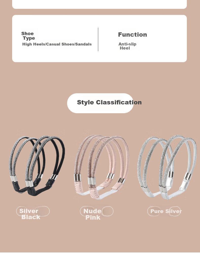 FOOTOPPO Shoe Lace Retractable Buckle for Women's High Heels, Leather Shoes, Anti-Slip Device, Shoe Anti-Wedging Buckle, Lace Fixing Strap 13