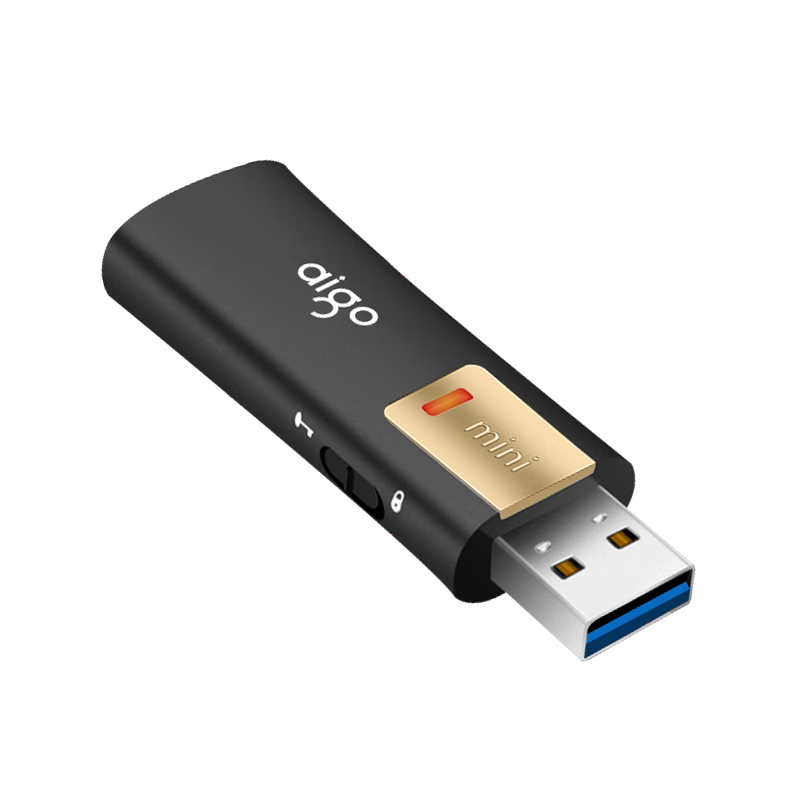 Aigo 32GB USB3.2 Flash Drive, L8302 Write Protection, Black, Anti-Virus And Anti-Malicious Attack, Anti-Del Delete