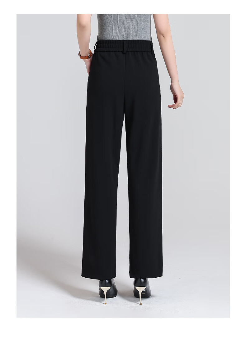 Meishi Women's Casual Pants, Spring/summer 2026, Slim Fit, High-Waisted, Slimming, Suitable for Commuting And Versatile, Loose Straight-Leg Trousers, 2875 Black, Size L 11