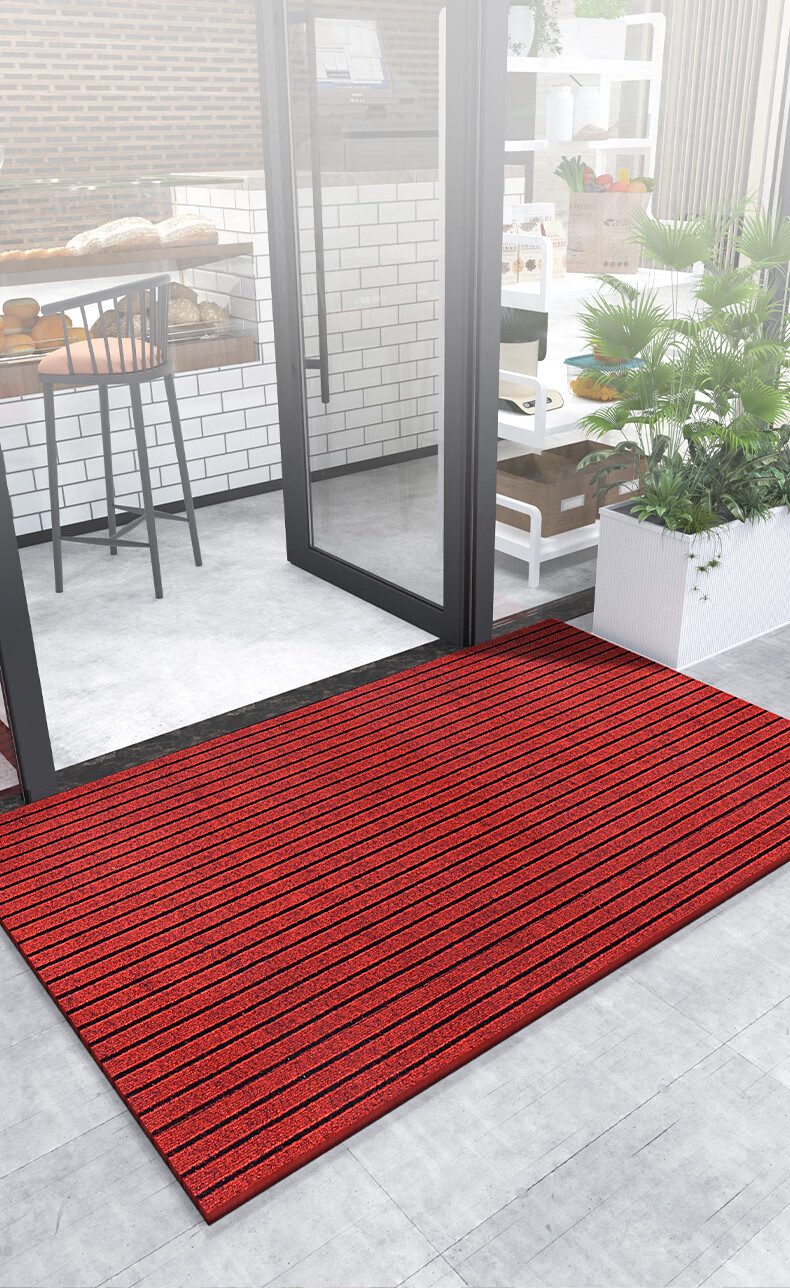 Baineng Striped Entrance Door Mat Red Carpet Floor Mat Cuttable 90x150cm 4