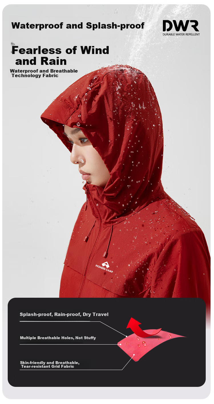 Pioneer Camp Zhuque Sun Protection Jacket for Women, Summer Outdoor Breathable UV-Resistant Hooded Original Yarn Sunscreen Coat, Lightweight Outer Layer 5