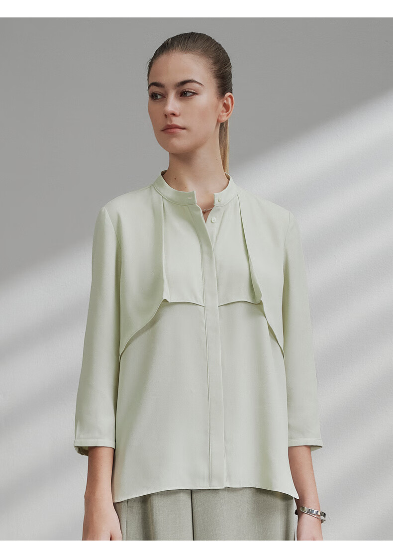 G2000 Textured Draped Casual 3/4 Sleeve Shirt Spring Summer Mall Edition Mint 36 11