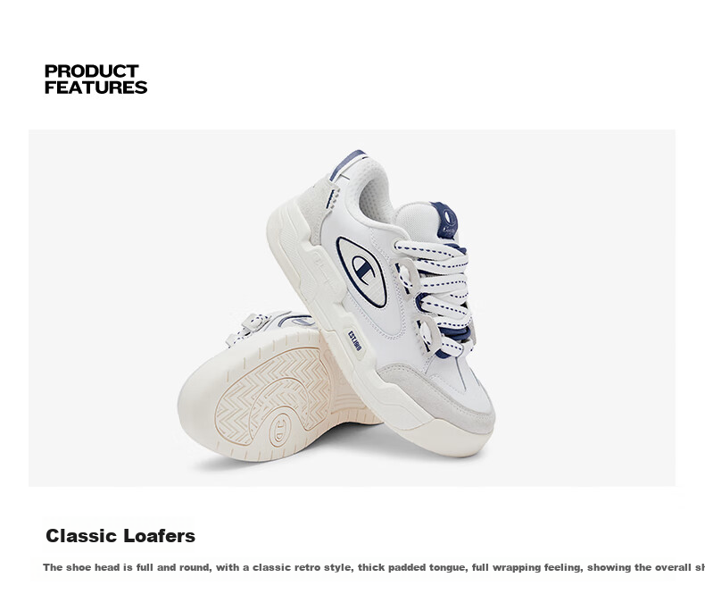 Champion American Champion Sneakers for Women And Men, Thick-Soled Classic Street-Style Simple Versatile Sneakers 24SST28 White 35 3