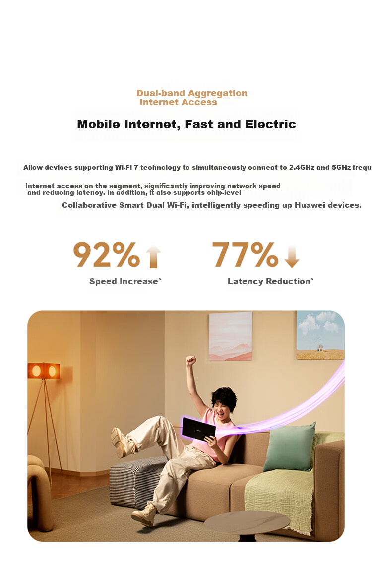 Huawei WiFi7+ Quad-Core Wireless Router Gigabit Wall-Penetrating Signal Booster Smart Home Gaming Router with Fast Ethernet Port and Parental Controls Full Netcom 5