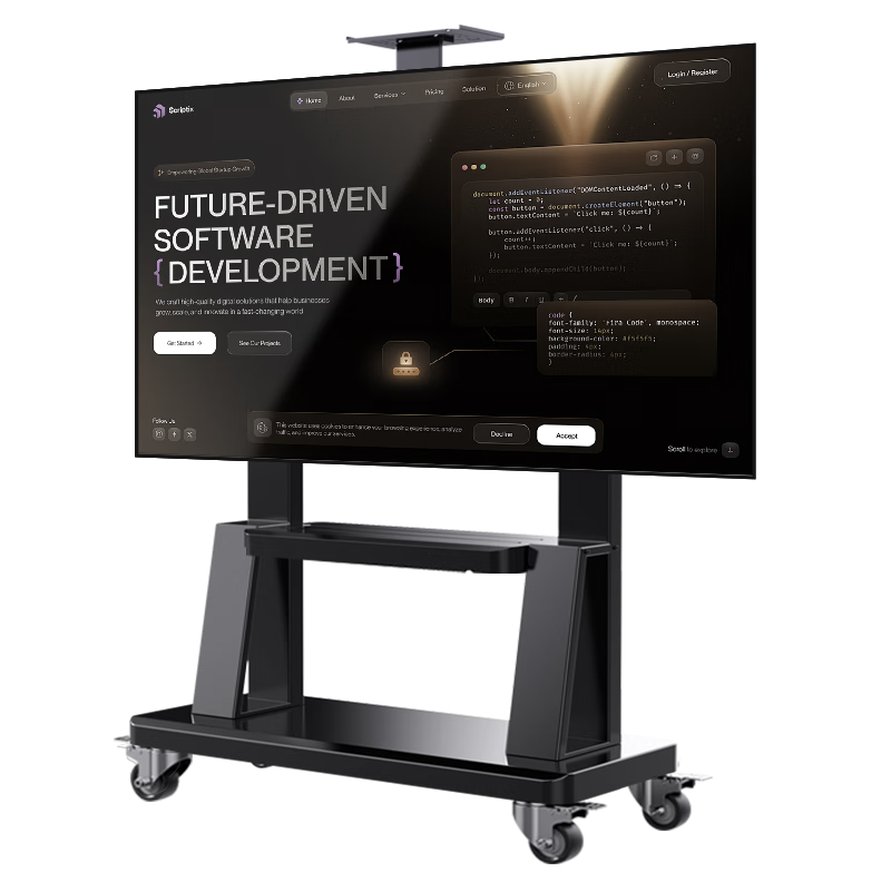Enlipu TV Mobile Stand, 60-120 Inch Large Screen TV Floor Stand, Video Conference Mobile Cart, Suitable for Multimedia All-In And Multiple Brands of TVs