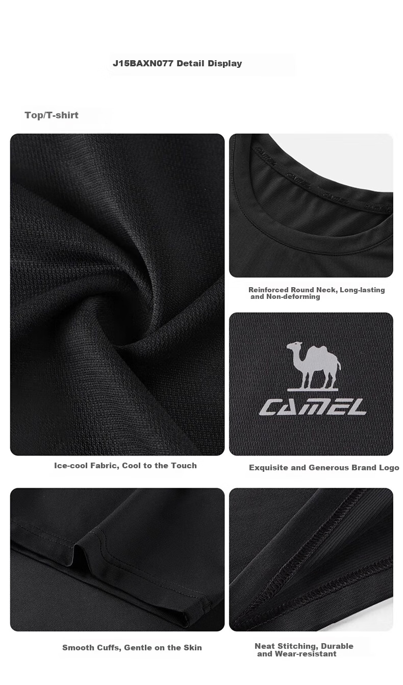CAMEL Short-Sleeve Shorts Sports Set for Men, New Summer Style Ultra-Thin Quick-Dry T-Shirt, Casual Running Basketball Jersey Sportswear 7