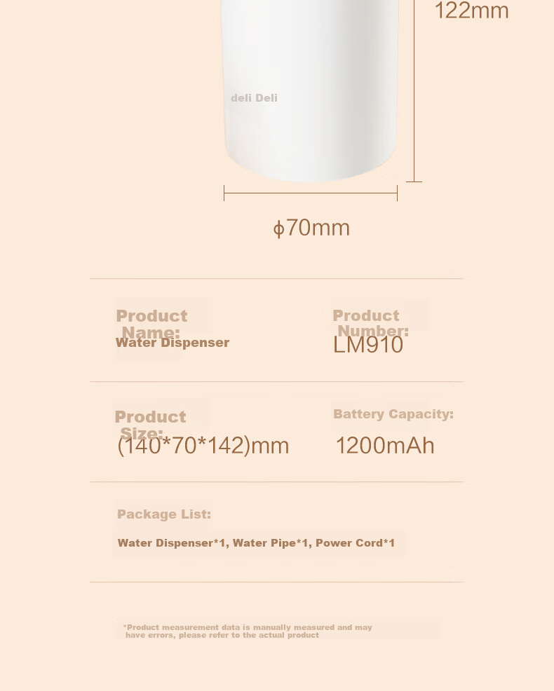 Deli Electric Water Dispenser Pump for Bottled Water, Automatic Mineral Water Pump, Water Jug And Purified Water Dispenser 12