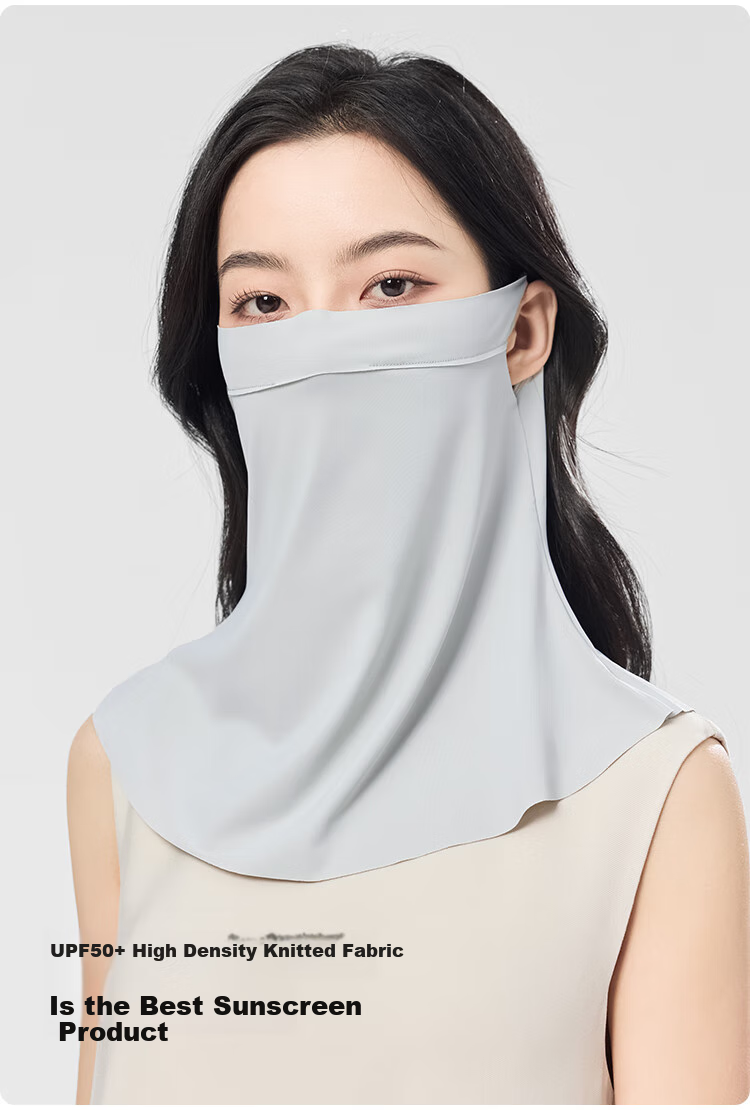 JIUMU Ice Silk Sun Protection Face Mask for Women, Summer UV-Resistant Sunshade Veil, Neck Guard for Driving, Breathable Full-Face Mask 7