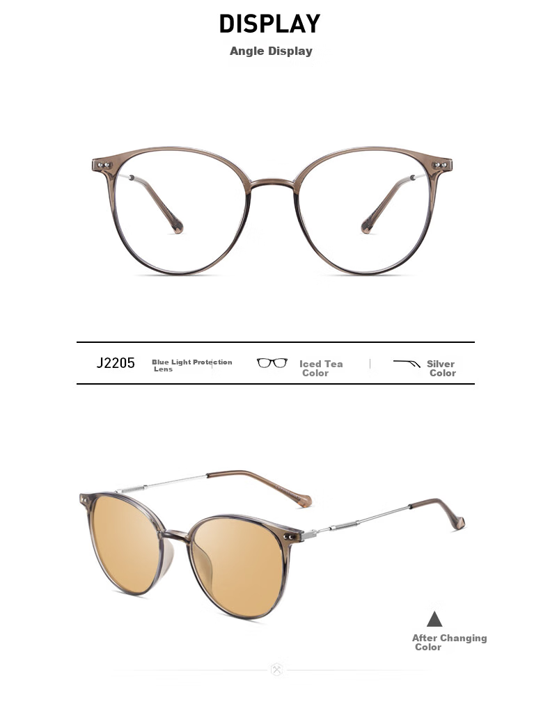 CAPONI Anti-Blue Light Tinted Glasses for Women, Anti-Radiation Non-Prescription Glasses, Ultra-Light, Bare-Faced Korean Style, Face-Slimming Eyeglass Frames, Trendy 7