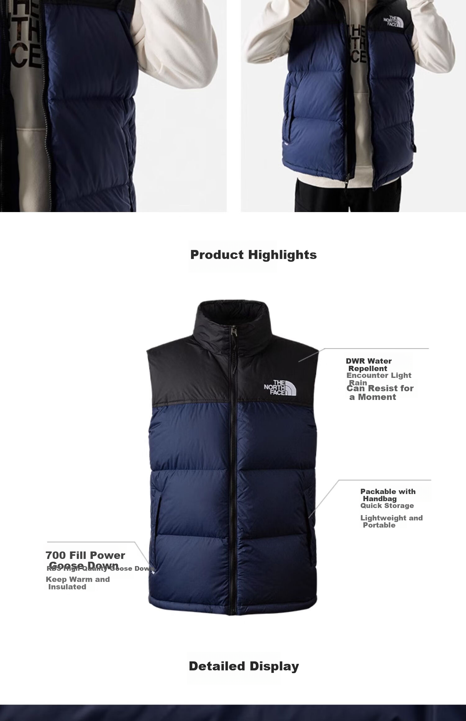 The North Face 1996 Nuptse Down Vest Classic ICON Down Jacket 3JQQ I0J / Khaki XL 3