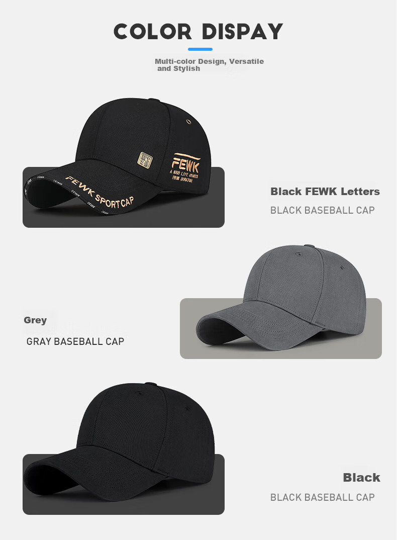 GLO-STORY Baseball Cap for Men And Women, Fashionable Outdoor All-Season Hard Brim Curved Visor Sports Sun Hat 4