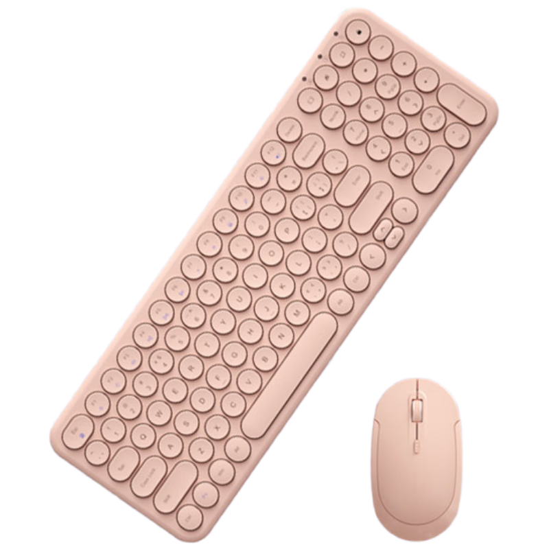 B.O.W Hangshi HW098SDL-2 Wireless Keyboard And Mouse Set, Rechargeable 100-Key Keyboard And Mouse Combo, Ultra-Thin Portable, for Laptop And Desktop Computers, Office Use, Pink