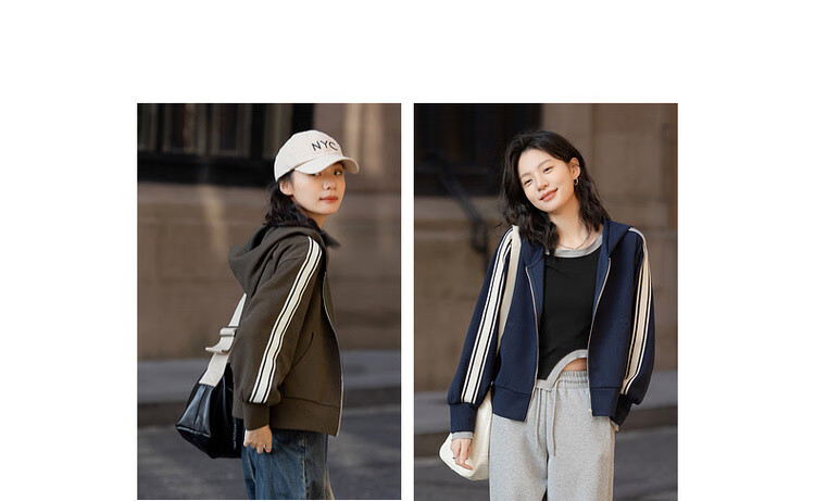 Dme [American Retro Style] Spring Academic Style Woven Strap Patchwork Casual Hooded Slimming Versatile Short Women's Jacket 3