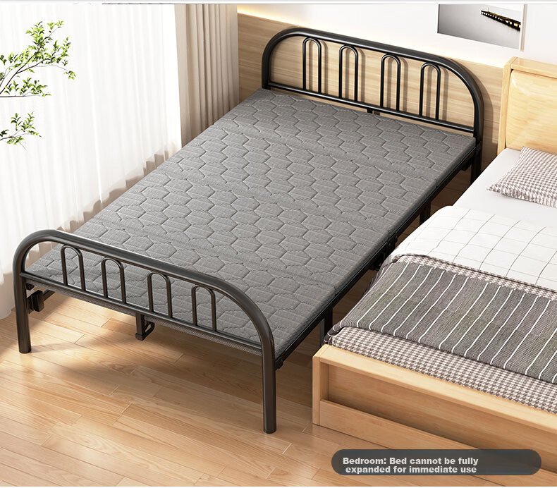 Chibailun Folding Bed, Single Bed for Adults, Office Nap Bed, Home Simple Bed, Accompanying Care Bed, Simple Hard Board Bed, Iron Bed 4