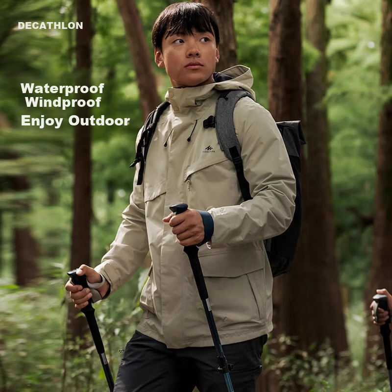 DECATHLON Men's Single-Layer Jacket, Spring And Autumn Outdoor Hiking Wear, NH500 Windproof And Waterproof Jacket, 5123918
