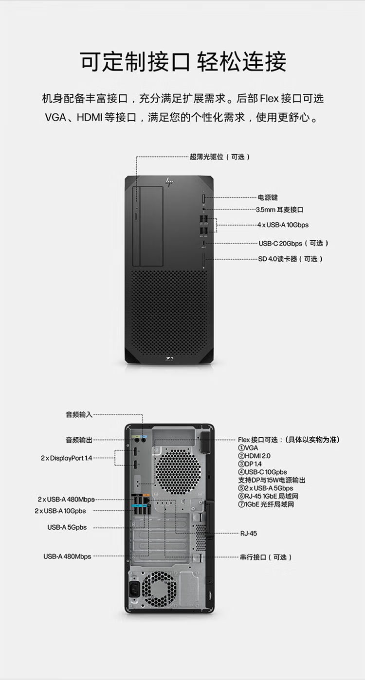 HP Z2 G9 TWRi9-14900K/128G/1TSSD+2TSATA/RTX4000Ada20GB/WiFi/Mouse/3-Year Warranty/P27 Monitor/DP Cable 9