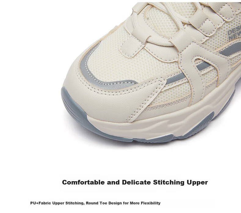 Yierkang Women's Chunky Sneakers, Casual Sports Shoes, Lightweight Mesh Upper, Thick-Soled Versatile Trendy Shoes, Snow White/phantom Gray, Size 35 27