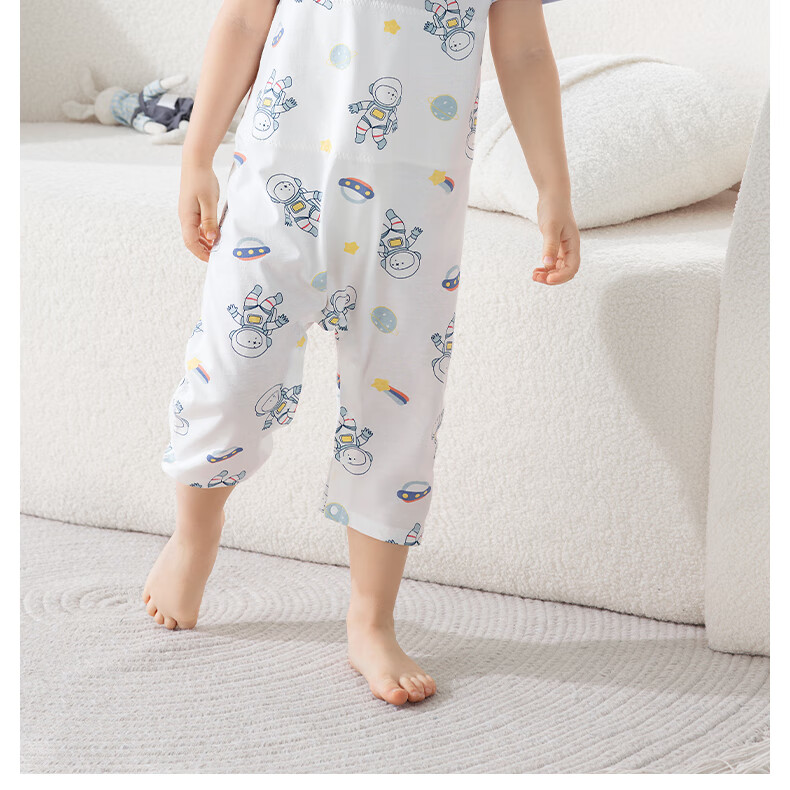 Beitaisi Children's One-Piece Pajamas, Summer Thin Style, 2026 New Pure Cotton Design, Short-Sleeve Bodysuit for Boys And Girls, Home Wear 3